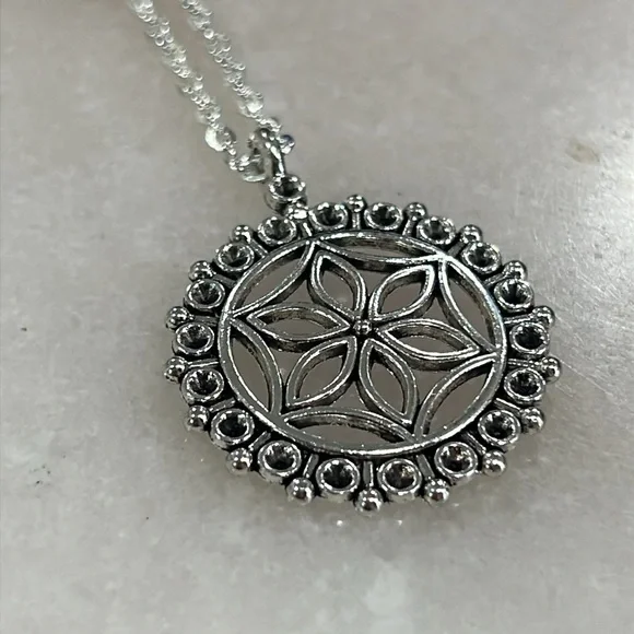 Sterling Silver Flower of Life Pendant Necklace - Picture 2 of 4